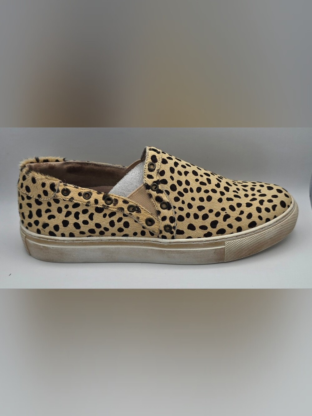 Chocolat Blu Leopard Calf-Hair Slip-On Sneakers - Beige & Black